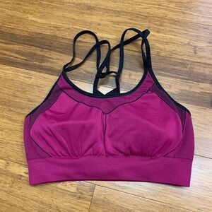 Champion Sports Bra Women Size Medium Pink Medium Impact Strappy Back Activewear
